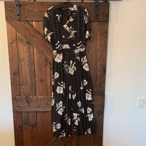 New Look Black and White Floral Jumpsuit